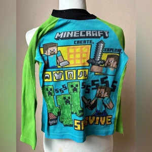 Minecraft Kids Pajama Top - Green and Blue